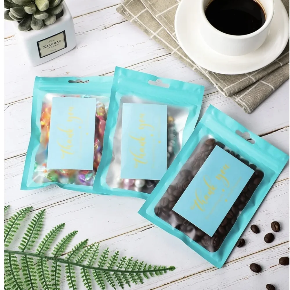 Thank You Cards and Stickers Set - Teal and Gold